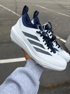 Adidas Adizero Impact 2.0 Metal Baseball Cleats Men’s Size 8 Navy Blue/White New